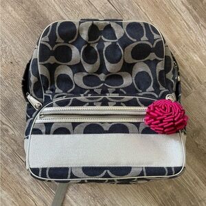 Blue denim coach backpack